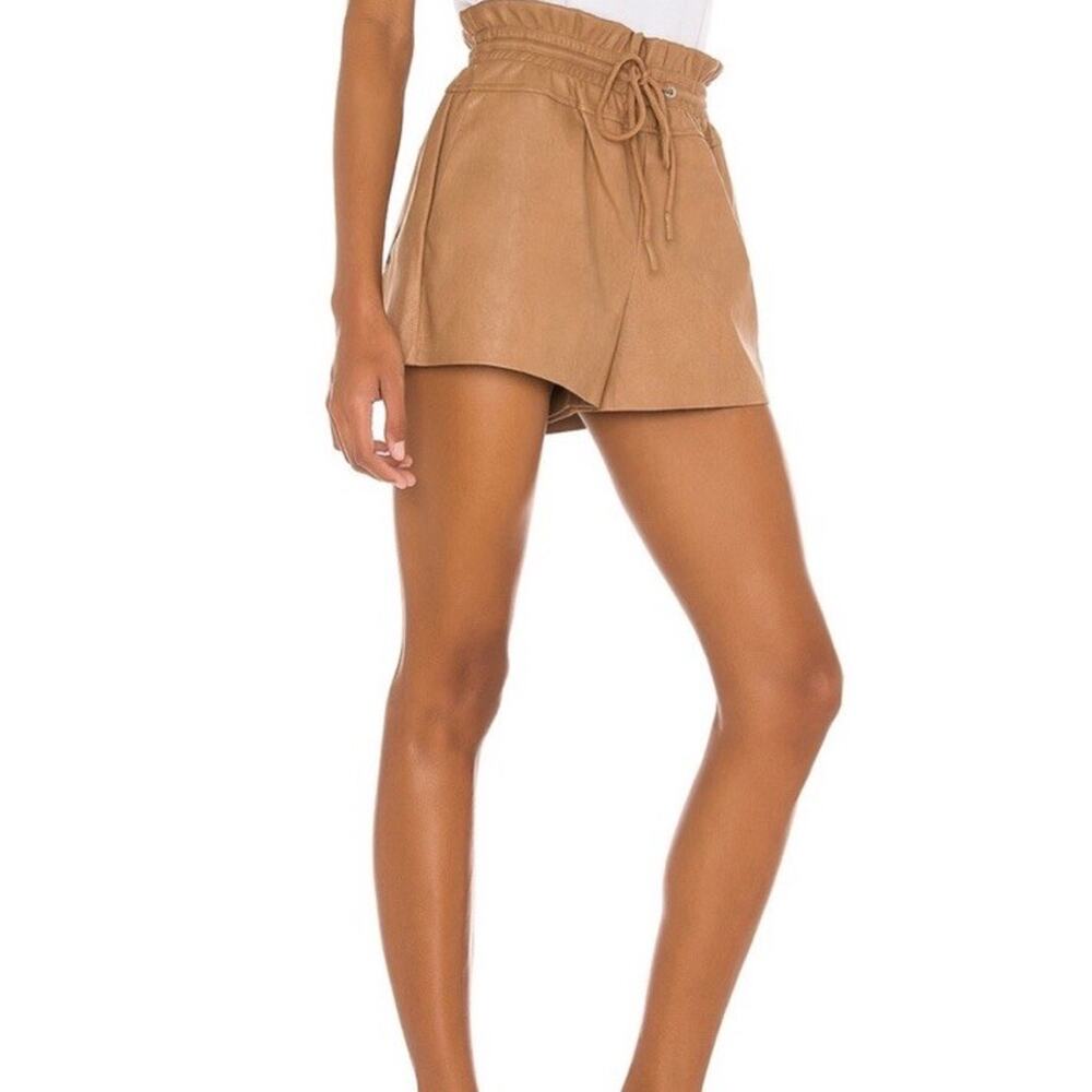 Philanthropy Emma Shorts Vegan Leather Camel Size Medium Paper Bag NWT - Picture 10 of 10